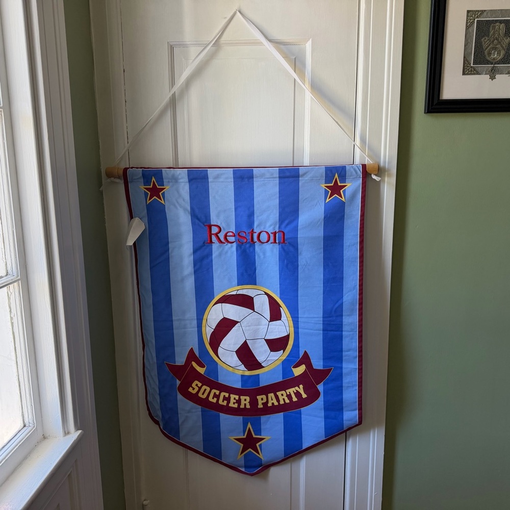 Pottery Barn Kids Soccer Party Banner NWT Never Used